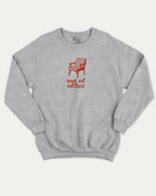 Vintage Out Of Office graphic sweatshirt with bold and humorous print, warm and cozy graphic for everyday wear. Perfect for adults and gift-giving. Heather Grey pullover.