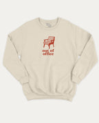 Vintage Out Of Office graphic sweatshirt with bold and humorous print, warm and cozy graphic for everyday wear. Perfect for adults and gift-giving. Natural pullover.