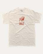 Vintage Out Of Office graphic tee with bold and humorous print, funny and trendy graphic. Perfect for adults and gift-giving. Cream shirt.