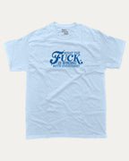 What the fuck is wrong with everyone graphic tee with bold and humorous print, funny and trendy graphic. Perfect for adults and gift-giving. Powder Blue shirt.