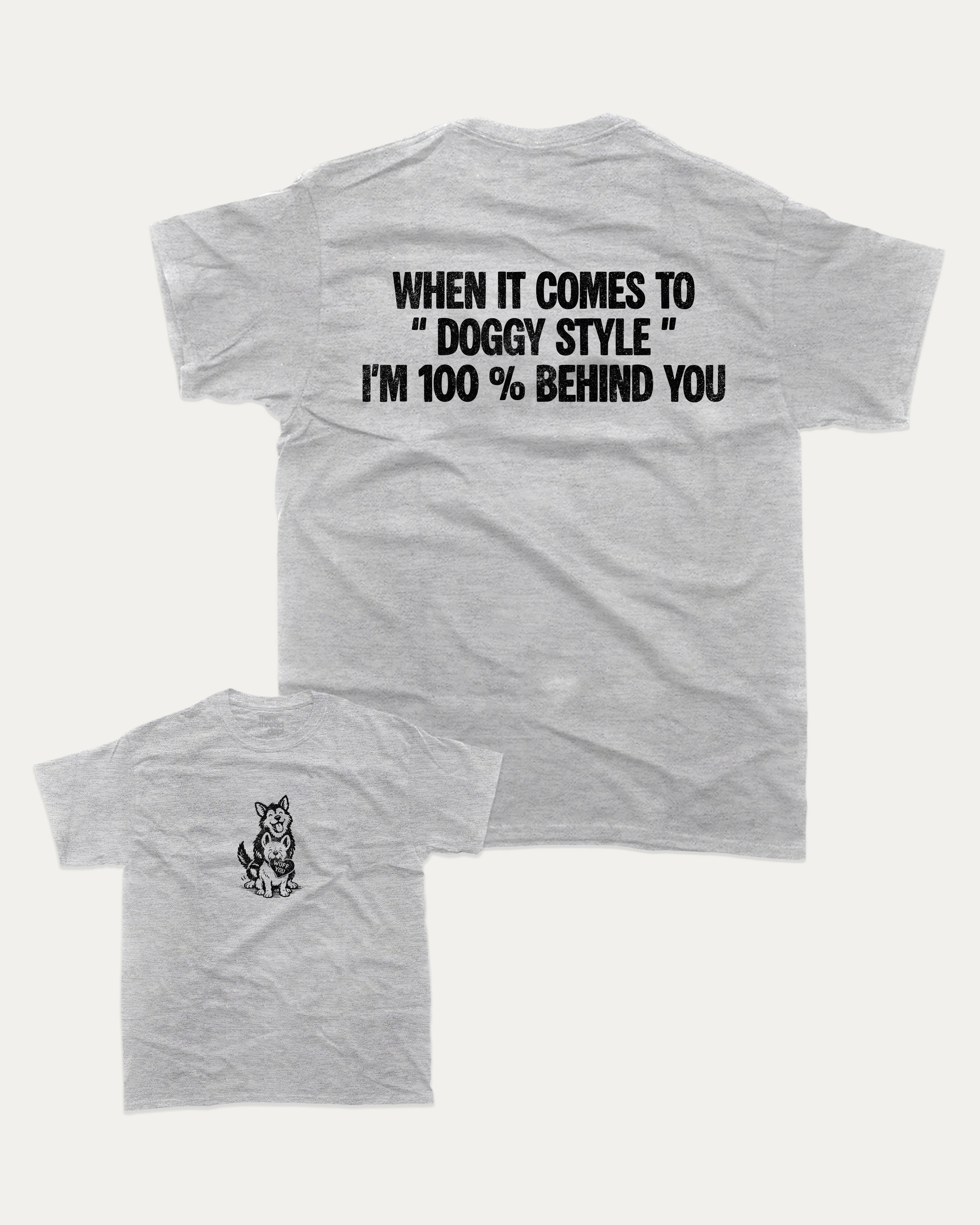 When it comes to doggy style graphic tee with bold and humorous print, Funny meme graphic tee, funny and trendy graphic. Perfect for adults and gift-giving. Heather Grey shirt.