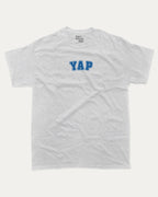 YAP graphic tee with bold and humorous print, funny and trendy graphic. Perfect for adults and gift-giving. Ash Grey shirt.