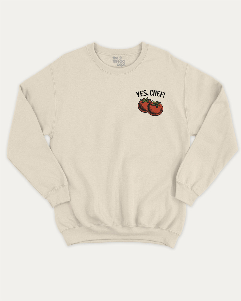 Yes Chef graphic sweatshirt with cute and humorous print, warm and cozy graphic for everyday wear. Perfect for adults and gift-giving. Natural pullover.