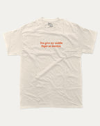 You give my middle finger an erection graphic tee with bold and humorous print, funny and trendy graphic. Perfect for adults and gift-giving. Cream shirt.