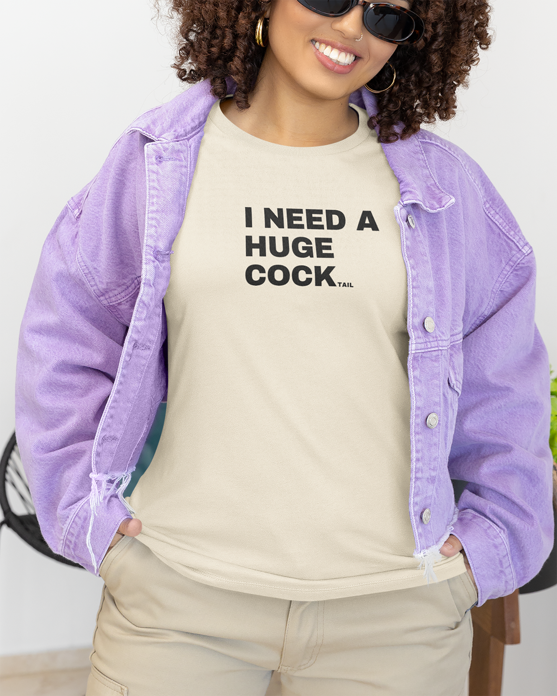 I Need A Huge Cocktail graphic tee.