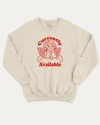 Currently Available graphic sweatshirt with bold and humorous print, Perfect Gift for Valentine's Day, Valentine's Day Graphic T shirt, warm and cozy graphic for everyday wear. Perfect for adults and gift-giving. Natural pullover.