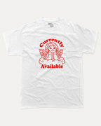 Currently Available graphic tee with bold and humorous print, Perfect Gift for Valentine's Day, Valentine's Day Graphic T shirt, funny and trendy graphic. Perfect for adults and gift-giving. White shirt.