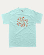 Sarcastic Candy Hearts graphic tee with funny valentine print, trendy love graphic. Perfect for Valentine's Day gift-giving. Celadon shirt.