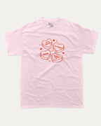 Sarcastic Candy Hearts graphic tee with funny valentine print, trendy love graphic. Perfect for Valentine's Day gift-giving. Pink shirt.