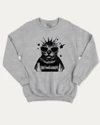 Funky Punky Cat graphic sweatshirt with bold and humorous print, Funny Cat meme Graphic T shirt, Perfect Gift for Cat Lovers, warm and cozy graphic for everyday wear. Perfect for adults and gift-giving. Heather Grey pullover.