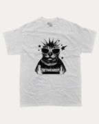 Funky Punky Cat graphic tee with bold and humorous print, Funny Cat meme Graphic T shirt, Perfect Gift for Cat Lovers, funny and trendy graphic. Perfect for adults and gift-giving. Ash Grey shirt.