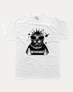 Funky Punky Cat graphic tee with bold and humorous print, Funny Cat meme Graphic T shirt, Perfect Gift for Cat Lovers, funny and trendy graphic. Perfect for adults and gift-giving. White shirt.