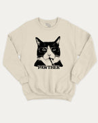 Pawther graphic sweatshirt with bold and humorous print, Funny Cat meme Graphic T shirt, Perfect Gift for Cat Lovers, warm and cozy graphic for everyday wear. Perfect for adults and gift-giving. Natural pullover.