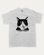 Pawther graphic tee with bold and humorous print, Funny Cat meme Graphic T shirt, Perfect Gift for Cat Lovers, funny and trendy graphic. Perfect for adults and gift-giving. Ash Grey shirt.