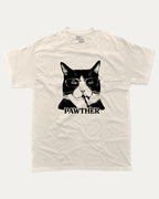 Pawther graphic tee with bold and humorous print, Funny Cat meme Graphic T shirt, Perfect Gift for Cat Lovers, funny and trendy graphic. Perfect for adults and gift-giving. Cream shirt.