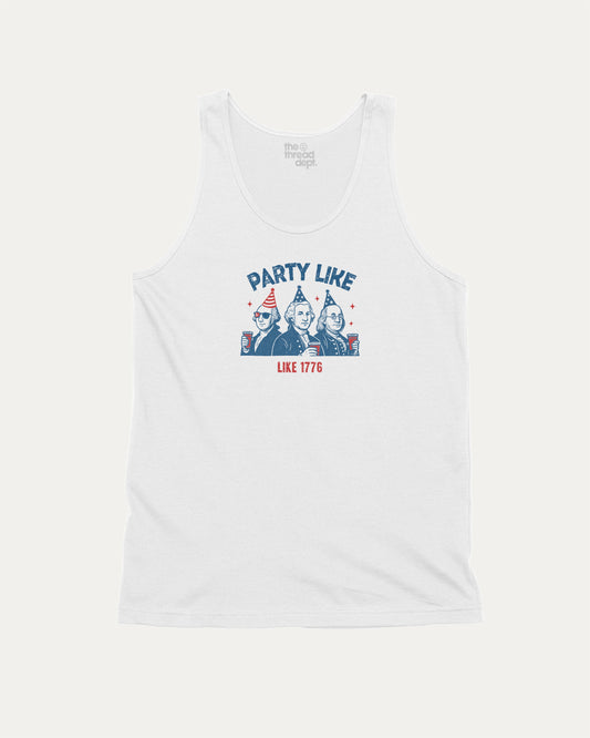 Party Like Like 1776 casual men_ tank top, perfect for USA Fan. A must-have breathable tee, great for everyday style. White tank top