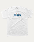 Slut For America graphic tee with bold and humorous print, funny america graphic. Perfect for adults and gift-giving. White shirt.