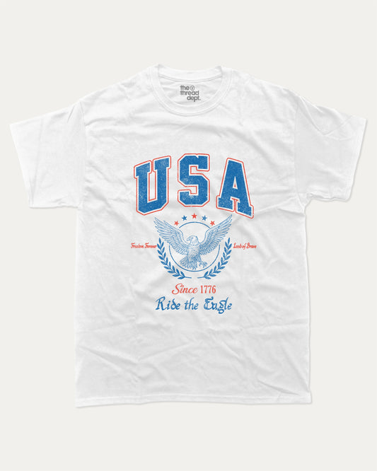 Vintage USA graphic t-shirt, perfect for adults. A must-have funny tee,Patriotic T shirt, 4th of July shirts, Fourth of July Gift Graphic Tee, unique gift idea. White.