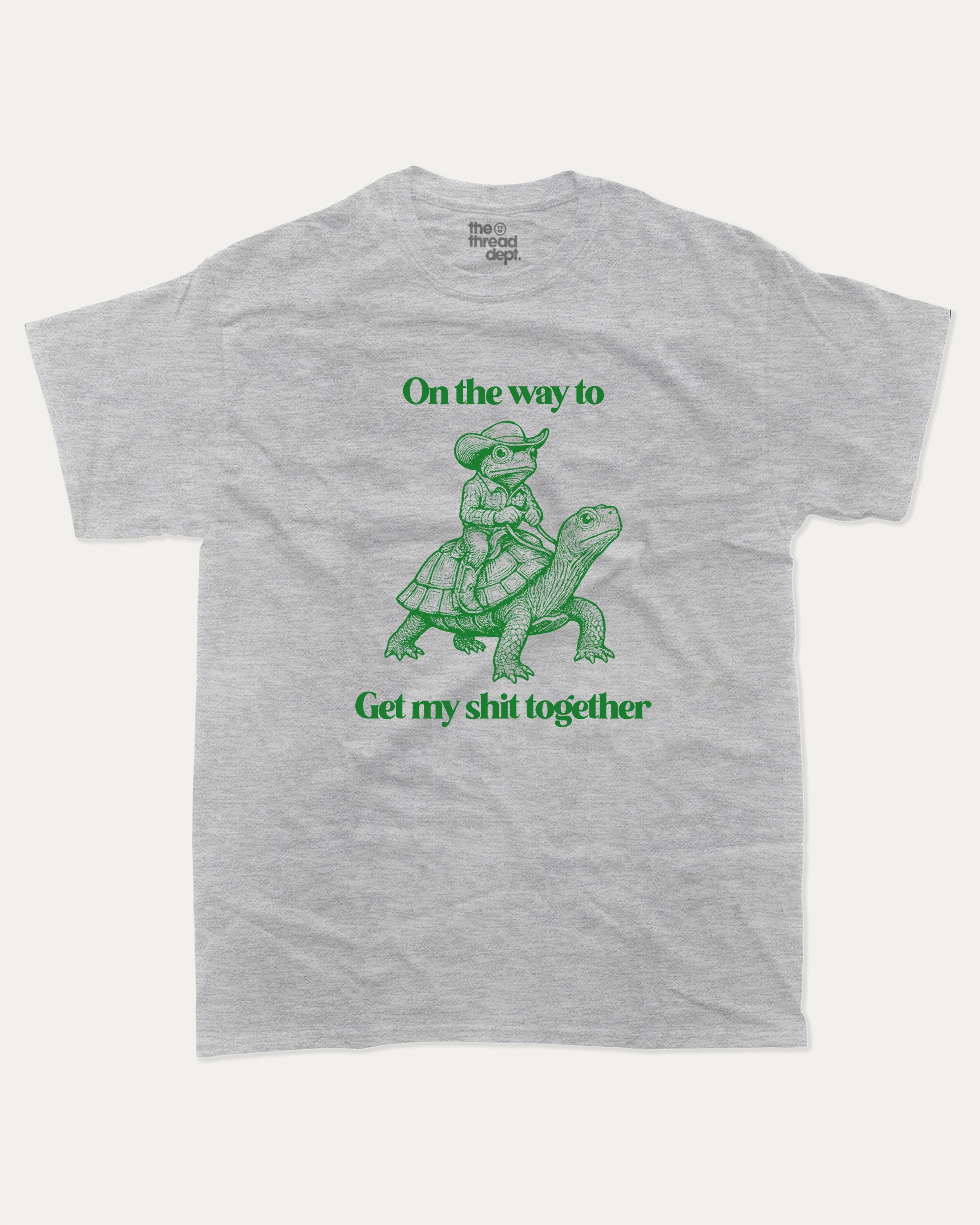 On the way to get my shit together - Graphic Tee - TheThreadDept - Funny Graphic T shirts Animal T shirt Funny Humorous Graphic Tee Cowboy T shirt Texas T shirt Heather Grey