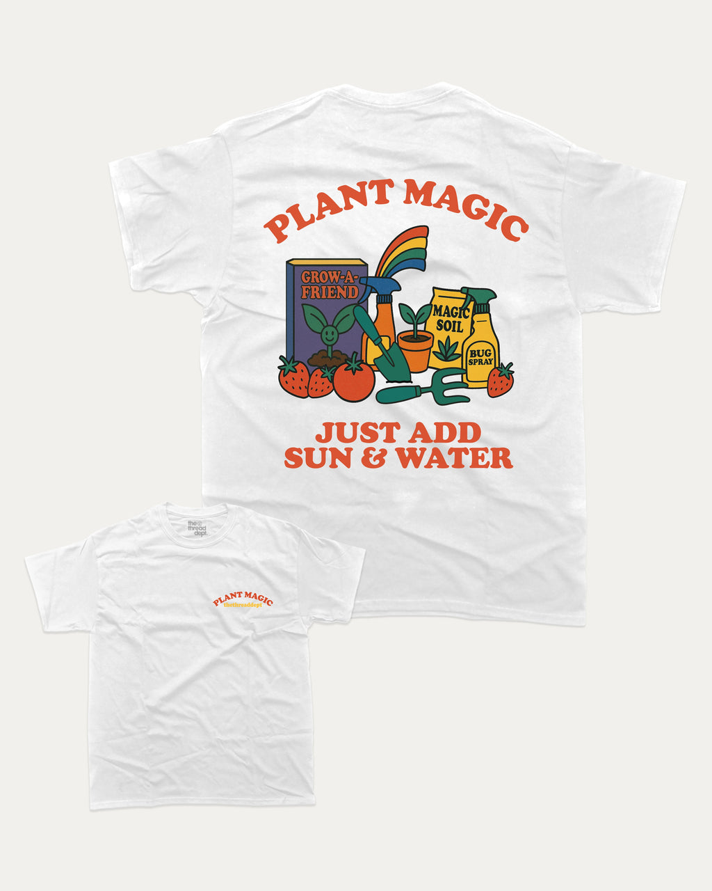 Plant Magic - Graphic Tee - TheThreadDept Front and Back Tee Front and Back Graphic T shirt Retro Graphic Tee White Back