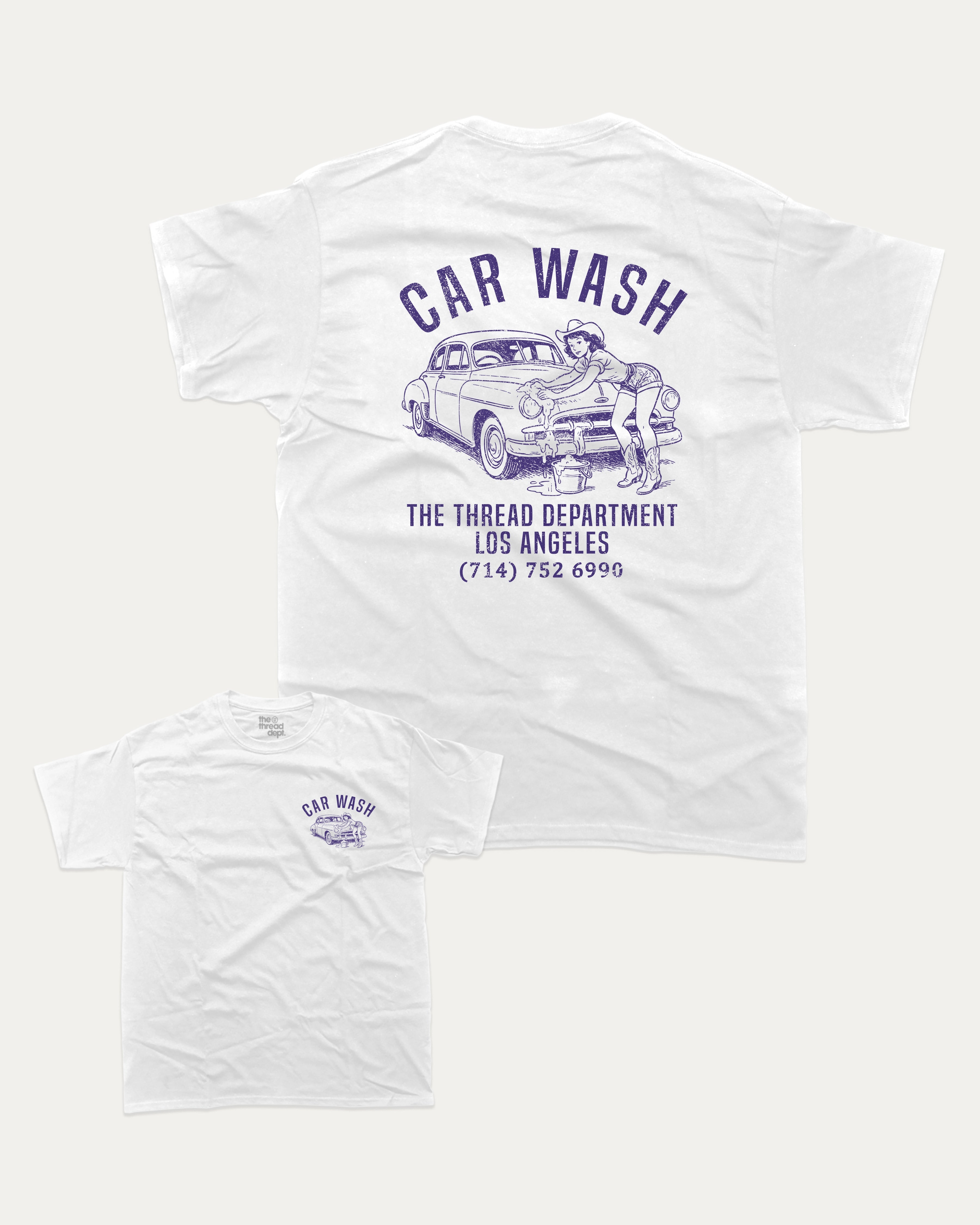 Car Wash graphic tee with bold and humorous print, Retro Inspired Graphic T shirt, Vintage Inspired Graphic T shirt, Y2k Retro Graphic  T shirt. funny and trendy graphic. Perfect for adults and gift-giving. White shirt.