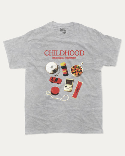 Childhood Nostalgia Collection graphic t-shirt, perfect for adults. Vintage Retro Vibe Graphic Tee, Vintage T shirt, Trendy Retro mood Graphic T shirt, unique gift idea. Grey.