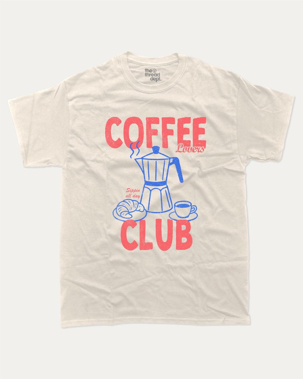 Coffee Lovers Club graphic t-shirt, Coffee Graphic T shirt, Coffee Lovers T shirt,. A must-have funny tee, trending meme shirt, unique gift idea. Cream.