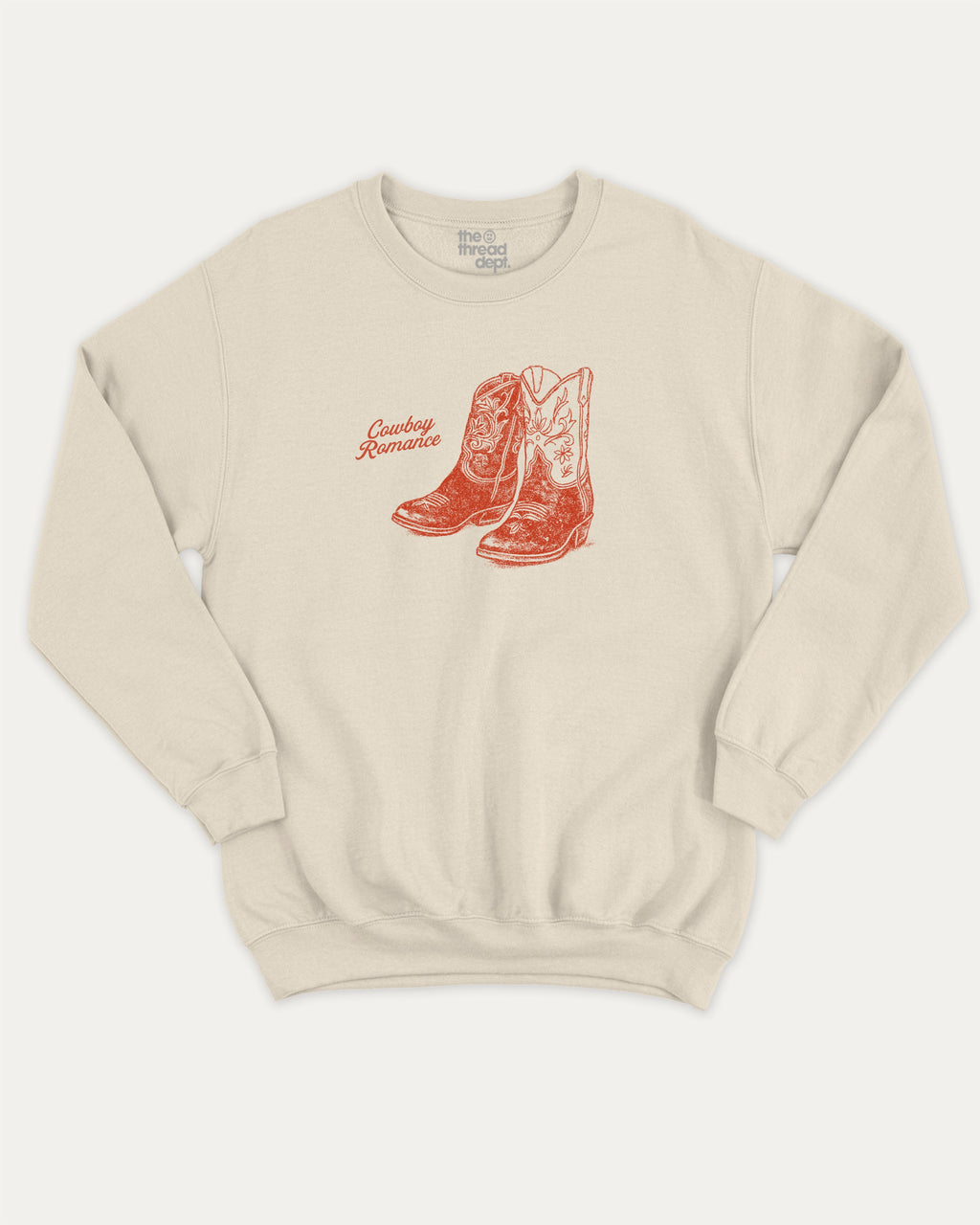 Cowboy Romance graphic pullover with vintage and retro print, funny and vintage graphic for everyday wear. Perfect funny gifts for friends. Natural pullover.