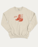 Cowboy Romance graphic pullover with vintage and retro print, funny and vintage graphic for everyday wear. Perfect funny gifts for friends. Natural pullover.