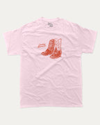 Cowboy Romance graphic t-shirt with retro western print, funny and trendy graphic. Perfect gifts for friends and family. Pink shirt.
