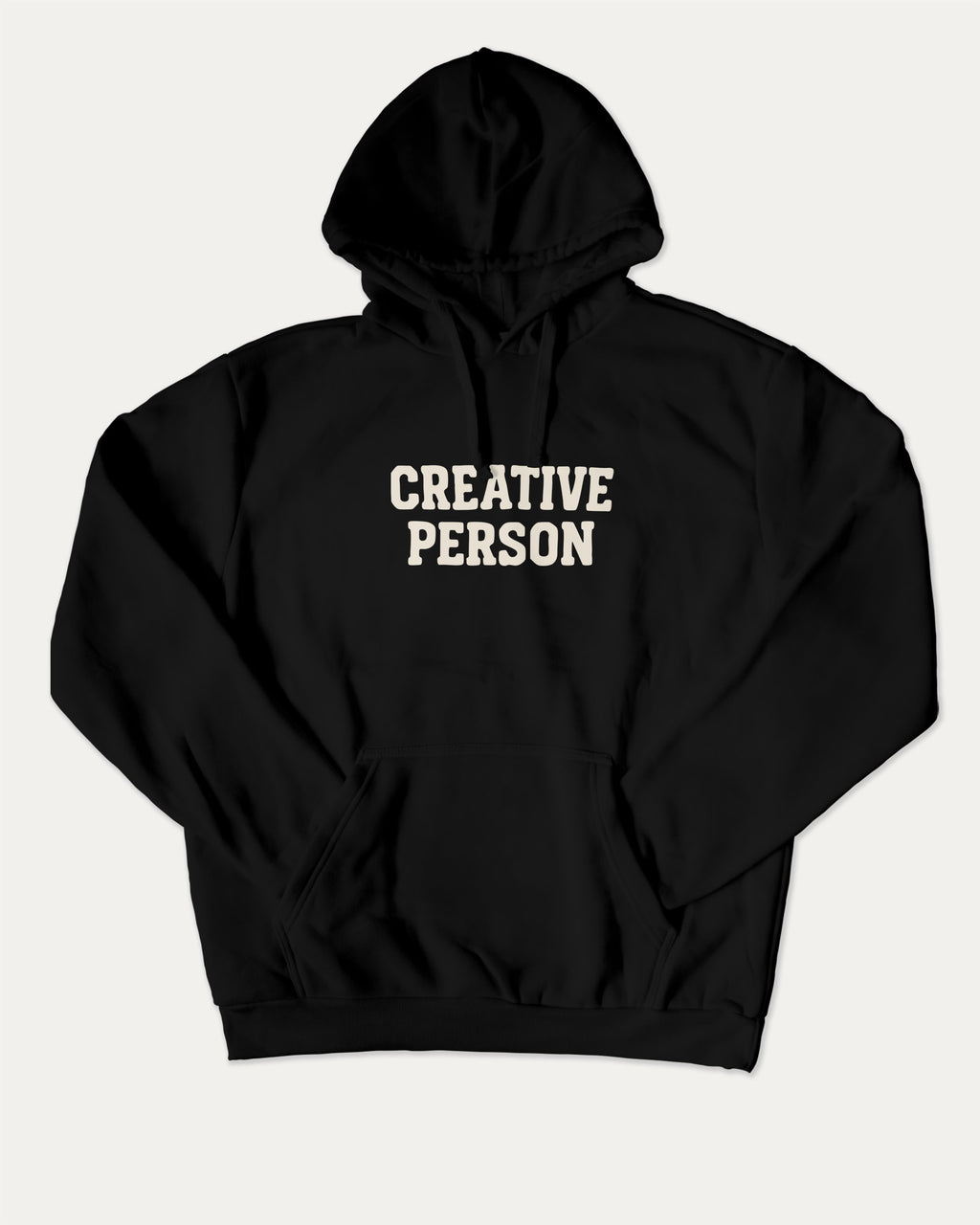 Creative Person graphic hoodie with funny and trendy artwork, casual streetwear with bold personality. Great for adults and gifting. Black hoodie.