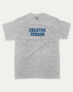 Creative Person graphic tee with bold and humorous print, funny and trendy graphic. Perfect for adults and gift-giving. Heather Grey shirt.