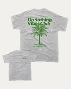Do Nothing Vibes Club graphic tee with bold and humorous print, funny and trendy graphic. Vintage Inspired Graphic t shirt, Retro Inspired Graphic T shirt,  Perfect for adults and gift-giving. Heather Grey shirt.