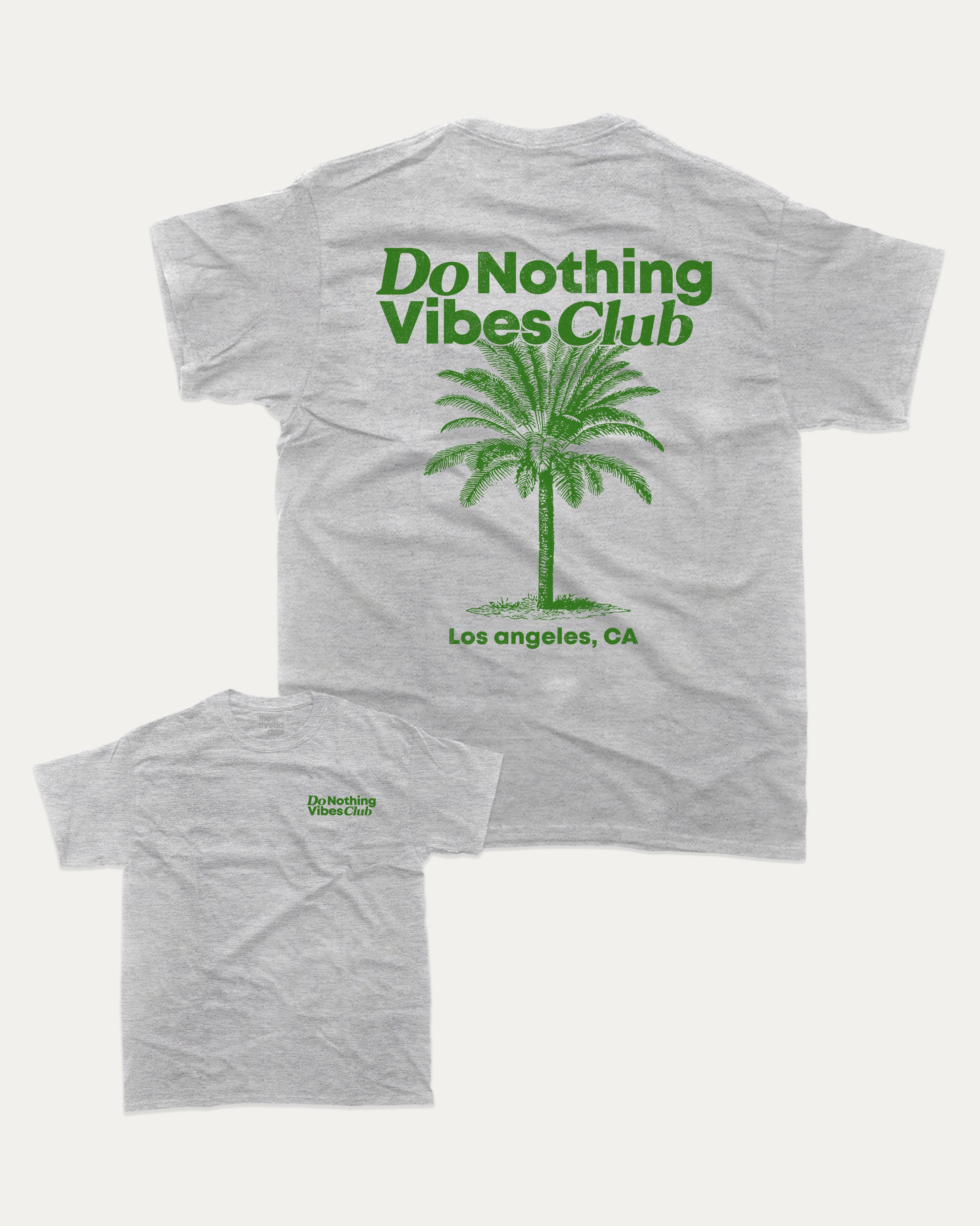 Do Nothing Vibes Club graphic tee with bold and humorous print, funny and trendy graphic. Vintage Inspired Graphic t shirt, Retro Inspired Graphic T shirt,  Perfect for adults and gift-giving. Heather Grey shirt.