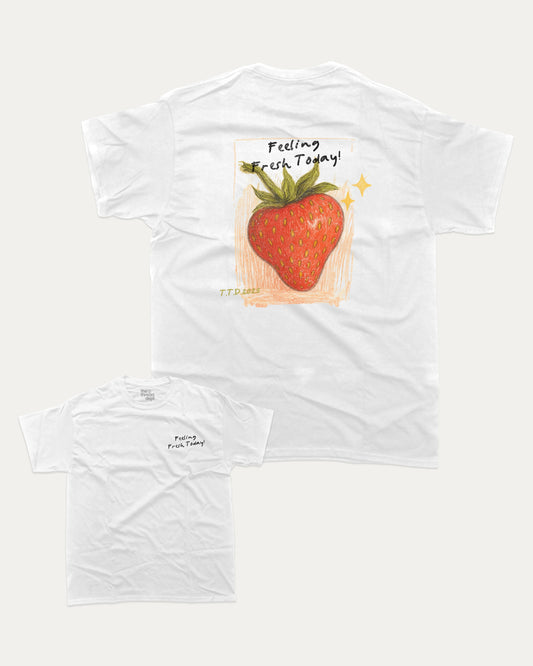 Feeling Fresh Today graphic t-shirt, Vintage Retro Humor Tees, Funny T shirts,. A must-have funny tee, trending meme shirt, unique gift idea. White.