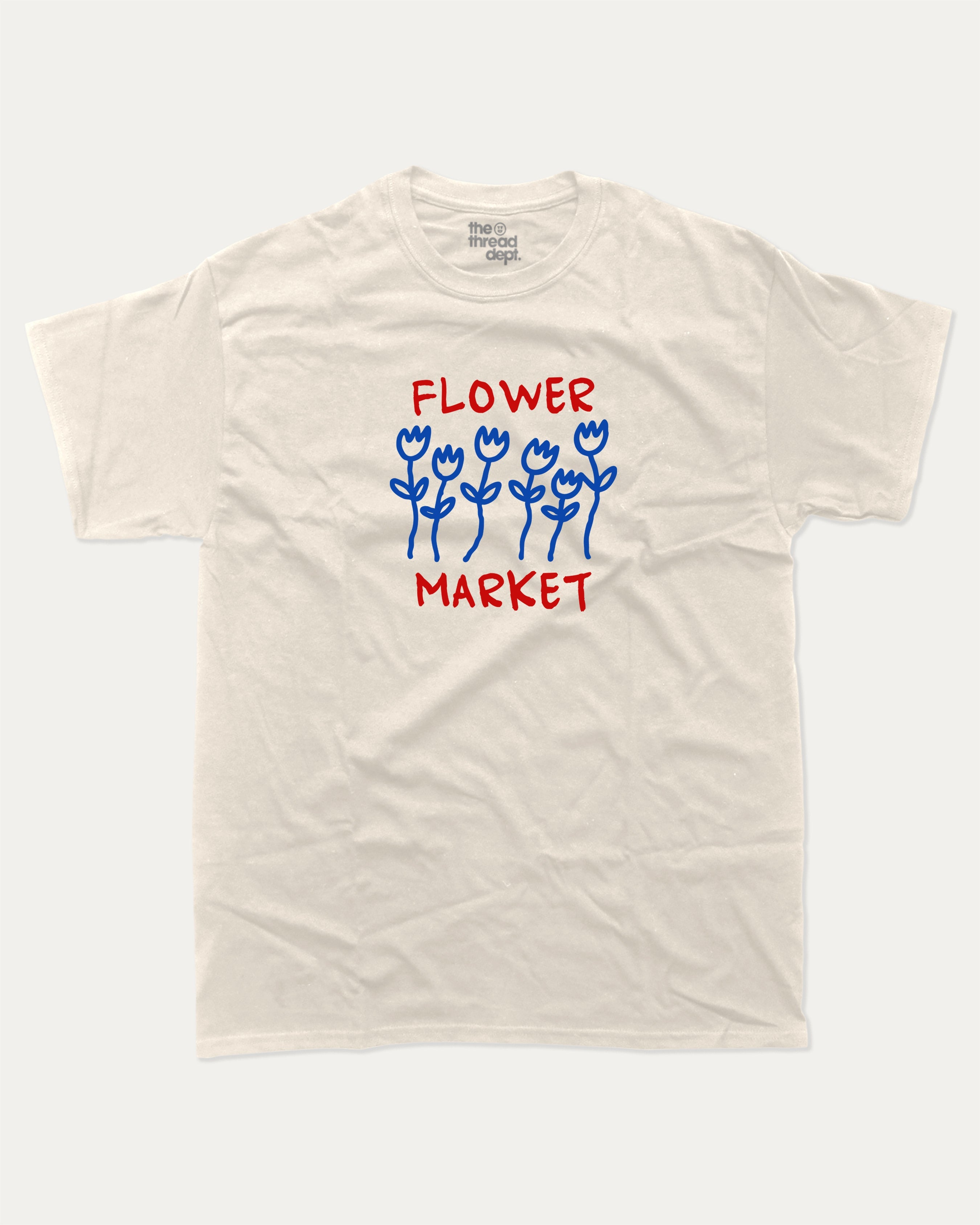Flower Market graphic tee with bold and humorous print, funny and trendy  graphic. T shirt for plant lover, Flower Graphic T shirt,  Perfect for adults and gift-giving. Cream shirt.