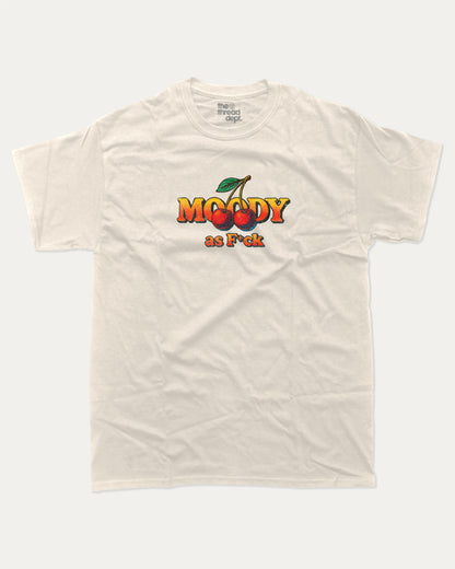 Moody As Fck graphic t-shirt, perfect for adults. Retro Graphic Tee, Vintage Retro Graphic T shirts, trending meme shirt, unique gift idea. Cream.