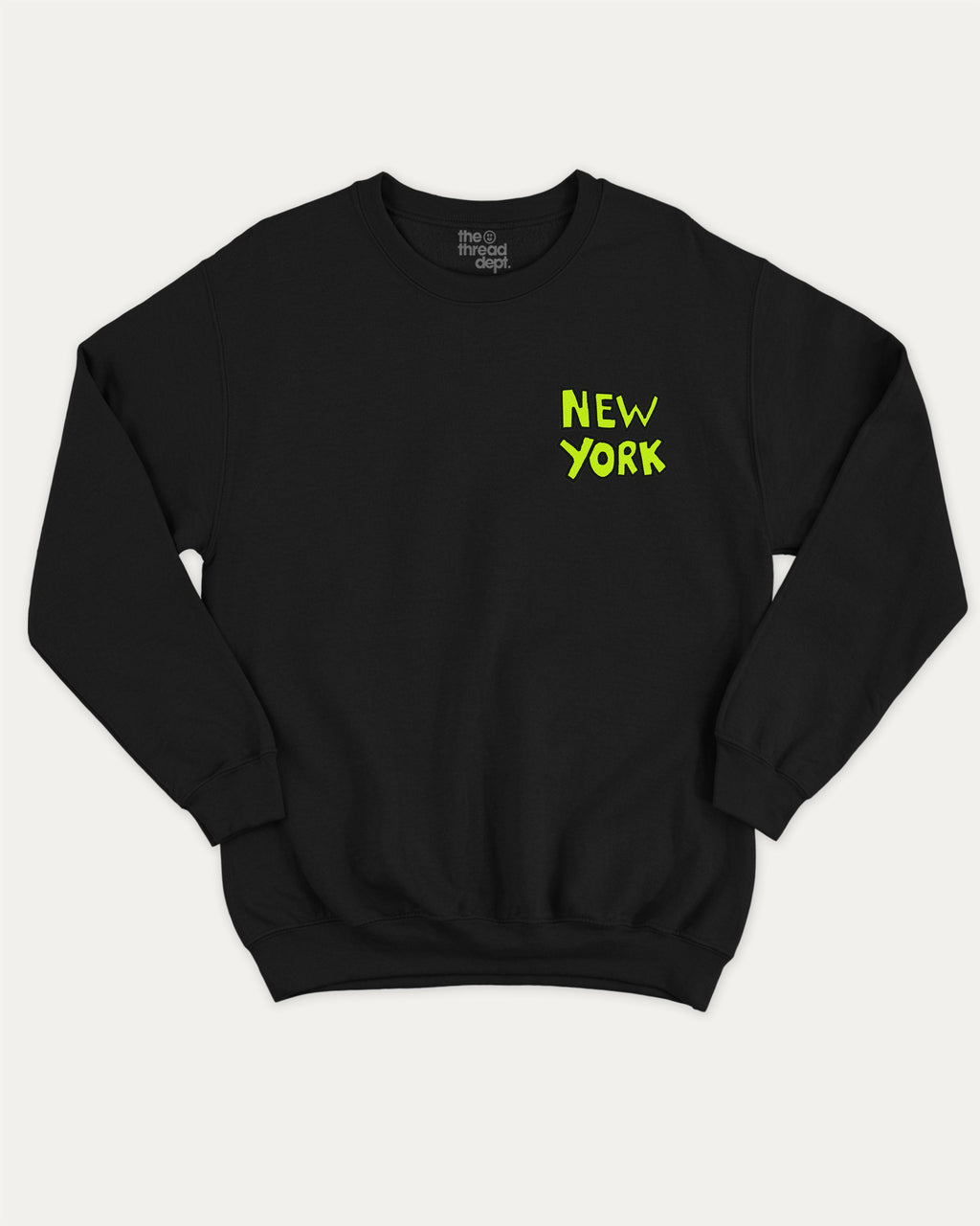 New York City graphic sweatshirt with street mood new york state graphic, warm and cozy graphic for everyday wear. Perfect for adults and gift-giving. Black pullover.