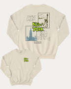New York City graphic sweatshirt with street mood new york state graphic, warm and cozy graphic for everyday wear. Perfect for adults and gift-giving. Natural pullover.