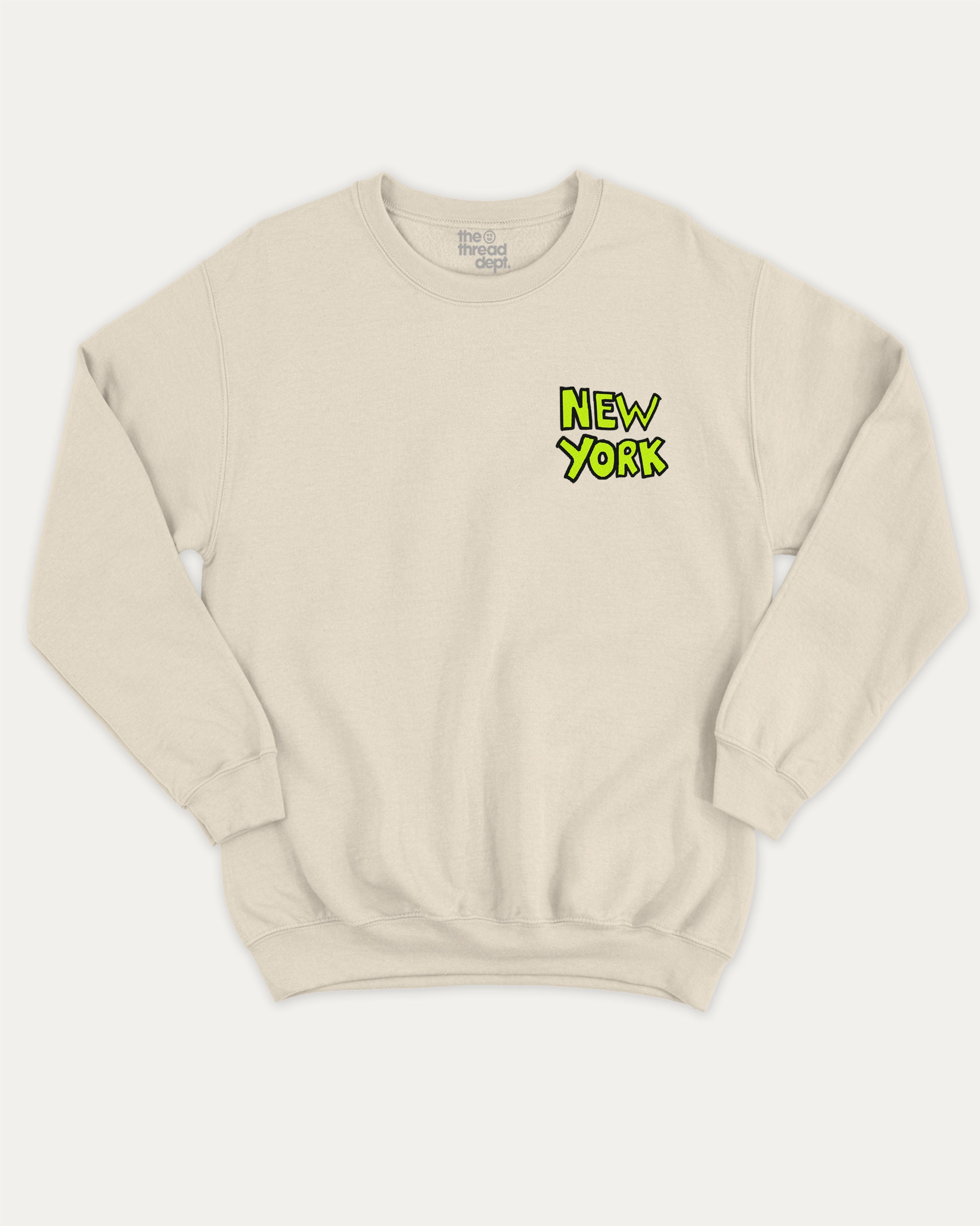 New York City graphic sweatshirt with street mood new york state graphic, warm and cozy graphic for everyday wear. Perfect for adults and gift-giving. Natural pullover.