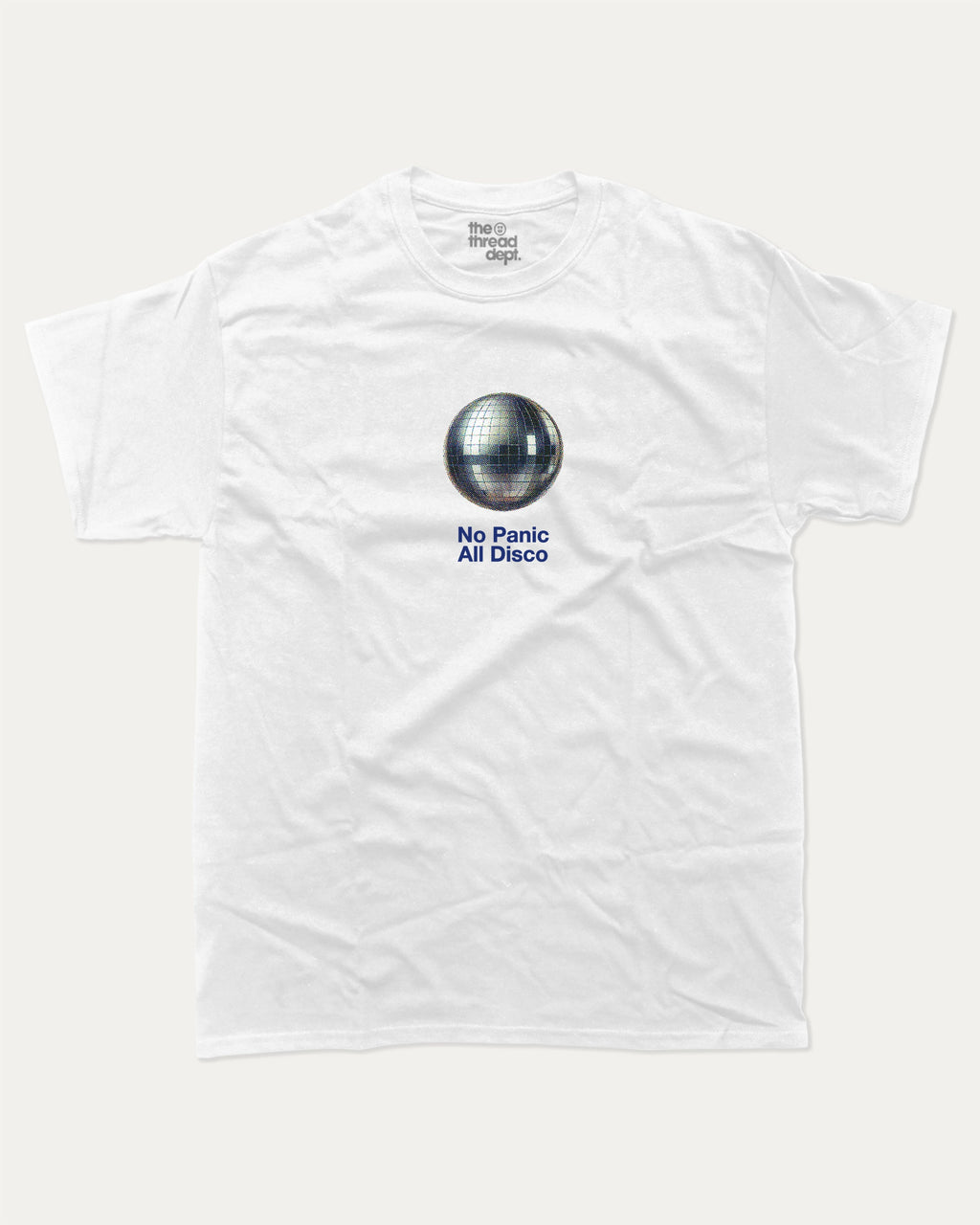 No Panic All Disco graphic t-shirt, perfect for adults. Vintage Retro Vibe Graphic Tee, Vintage T shirt, Trendy Retro mood Graphic T shirt, unique gift idea. White.