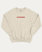 Overstimulated graphic pullover with bold and humorous print, funny and vintage graphic for everyday wear. Perfect funny gifts for friends. Natural pullover.
