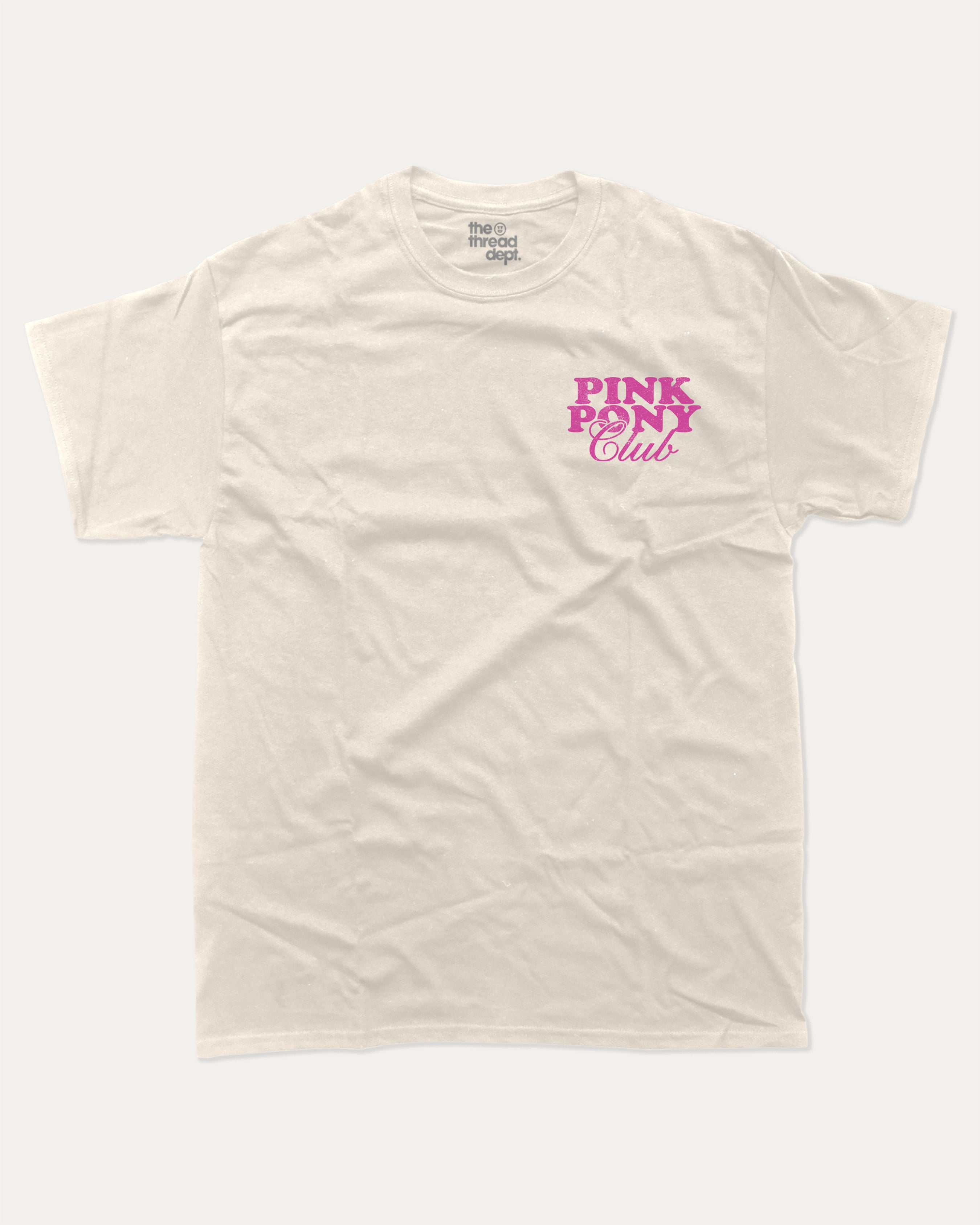 Pink Pony Club graphic t-shirt, Vintage Inspired Graphic T shirt, Retro Inspired Graphic T shirt, Women's Graphic T shirt,. A must-have funny tee, trending meme shirt, unique gift idea. Cream.