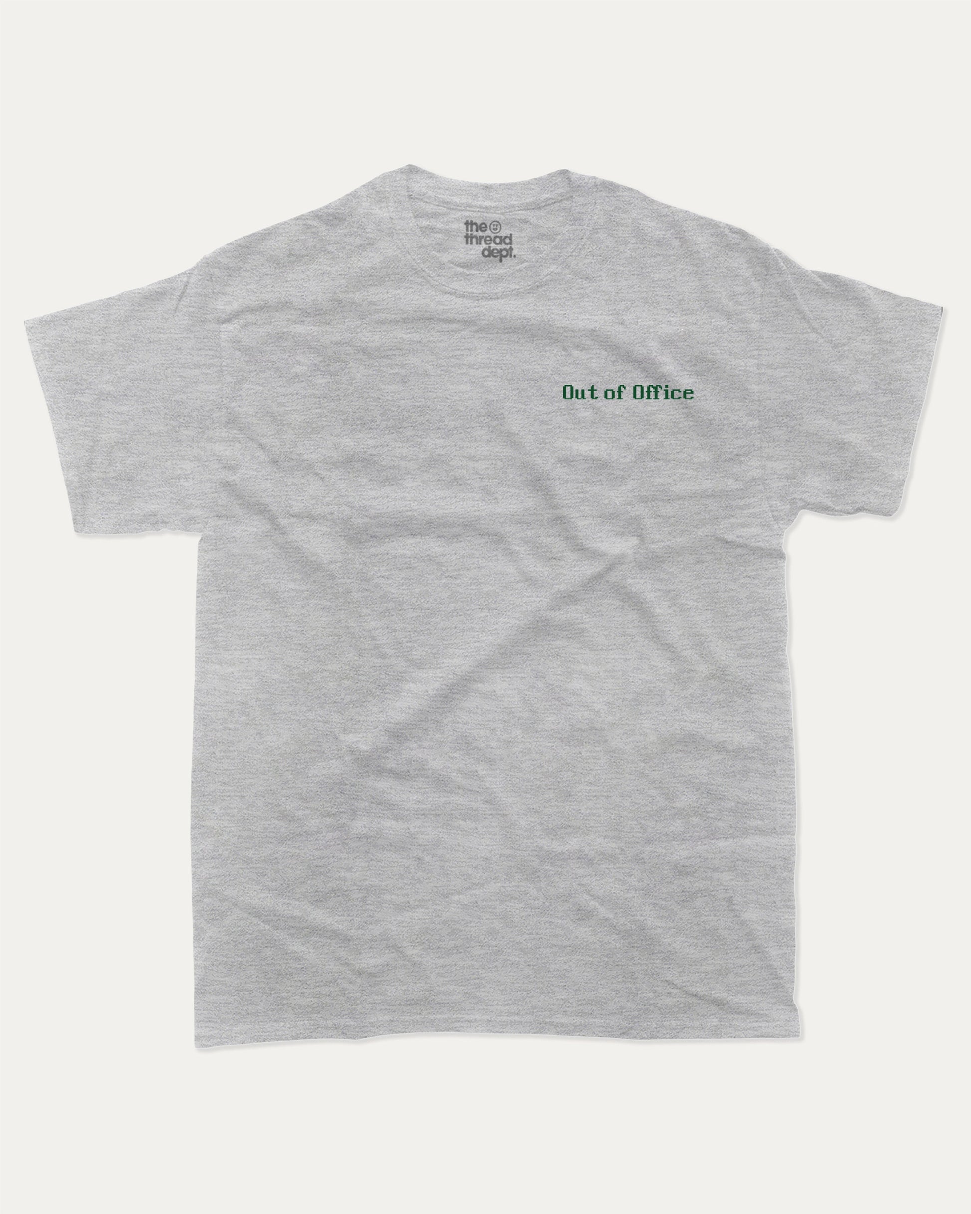 Retro Out of Office graphic t-shirt, perfect for adults. Retro Inspired Graphic T shirt, Vintage Inspired Graphic T shirt,  trending meme shirt, unique gift idea. Heather Grey.