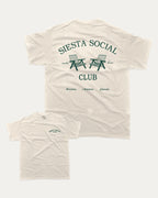 Siesta Social Club graphic t-shirt, perfect for adults. Retro Inspired Graphic T shirt, Vintage Inspired Graphic T shirt,  trending meme shirt, unique gift idea. Cream.