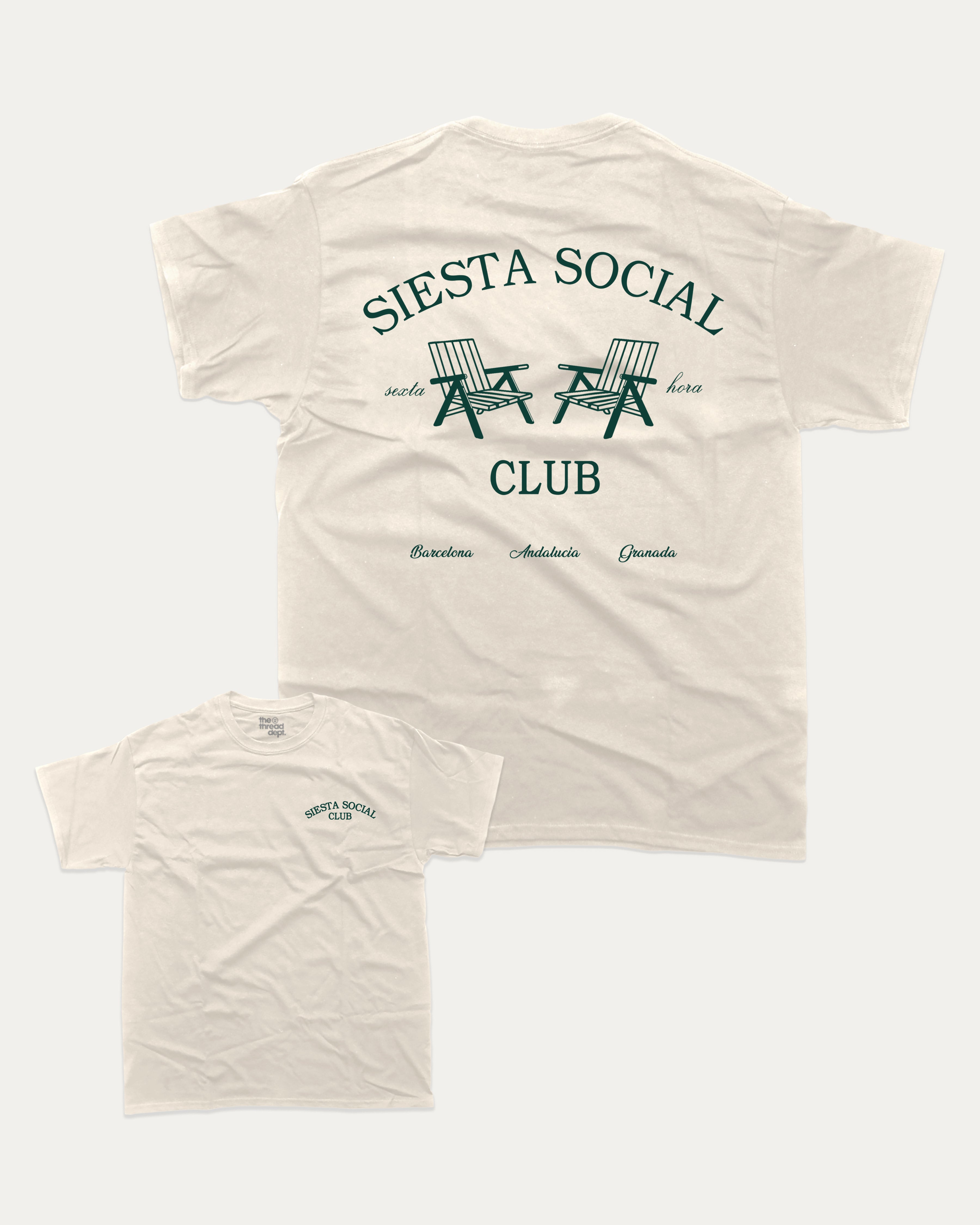 Siesta Social Club graphic t-shirt, perfect for adults. Retro Inspired Graphic T shirt, Vintage Inspired Graphic T shirt,  trending meme shirt, unique gift idea. Cream.
