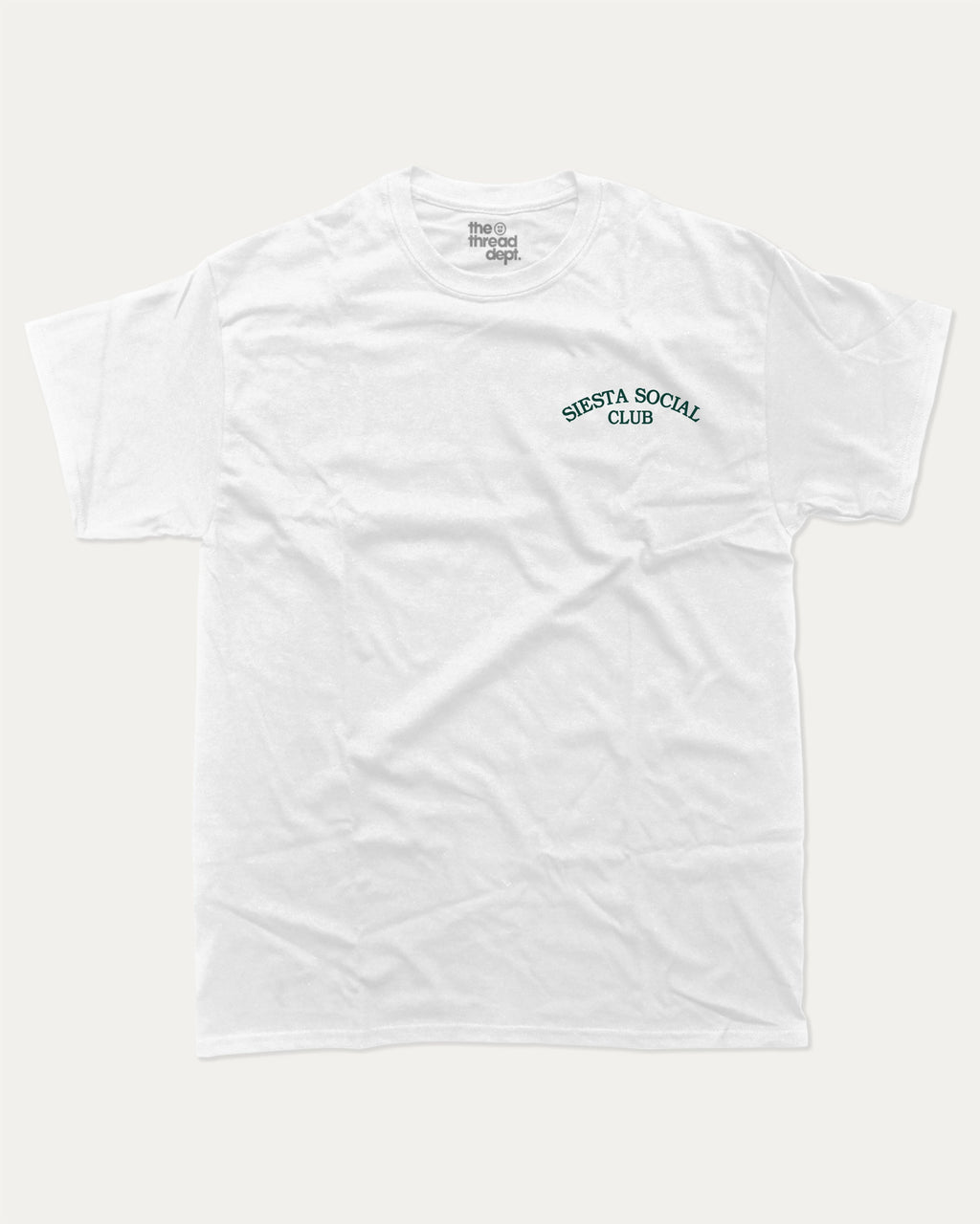 Siesta Social Club graphic t-shirt, perfect for adults. Retro Inspired Graphic T shirt, Vintage Inspired Graphic T shirt,  trending meme shirt, unique gift idea. White.