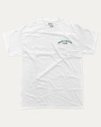Siesta Social Club graphic t-shirt, perfect for adults. Retro Inspired Graphic T shirt, Vintage Inspired Graphic T shirt,  trending meme shirt, unique gift idea. White.