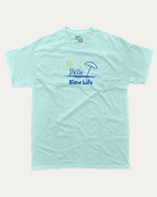 Slow Life graphic tee with bold and humorous print, funny and trendy graphic. Retro Inspired Graphic T shirt, Vintage Inspired Graphic T shirt, Vacation Graphic T shirt, Perfoect Gift for travelers, Perfect for adults and gift-giving. Celadon shirt.