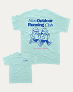 Slow Outdoor Running Club graphic t-shirt, Runners Graphic T shirt, Sporty Graphic T shirt,  A must-have funny tee, trending meme shirt, unique gift idea. Celadon.